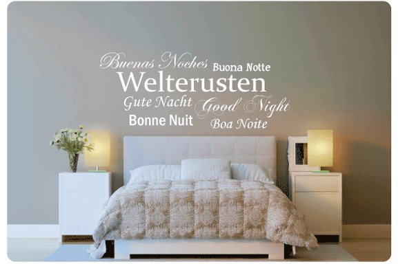 Muurtekst welterusten 7 talen muurstickers en muurteksten van ...