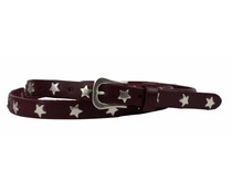 Legend Riemen 15-235 - Smalle bordeaux riem met studs in stervorm