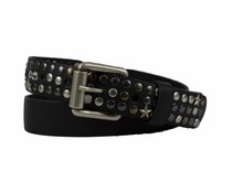 BeLtS 3032.0201 - Zwarte riem met studs,strass en sterretjes