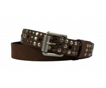 BeLtS 3032.0222 - Cognac riem met studs, strass en sterretjes