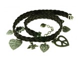 gevlochten wikkelarmband met bedels, div. kleuren