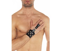 Rimba Real Leather & BDSM Polsband met Vingerriem