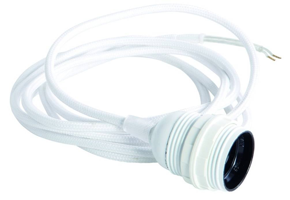 Housedoctor Snoer elektra met fitting E27, wit fabric wire, witte