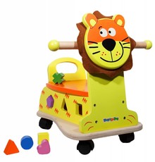 WoodBeFun Loopwagen leeuw