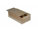 Vuelos cajas de vino 2-bin con tapa deslizante (madera en blanco)
