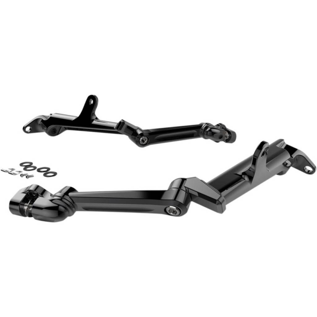 Adjustable Highway Peg Mounts with extension arm Chrome/Black 0916