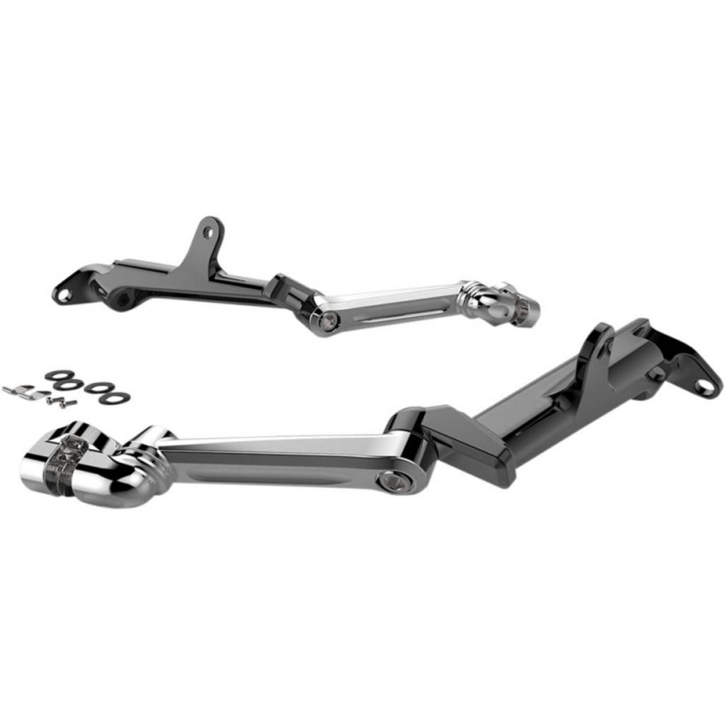 Adjustable Highway Peg Mounts with extension arm Chrome/Black 0916
