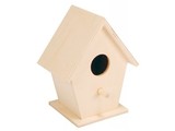 Blank wooden bird houses (to paint themselves or sticking, size 12 x 9.5 x 7 cm)