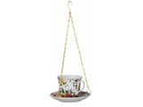 Cup and saucer as bird feeder holder (floral print Assorted)