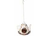 Teapot with saucer as bird feeder holder (floral print Assorted)
