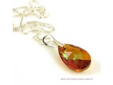 Silber Halskette mit Swarovski Elements Pear-Shaped "Cooper Crystallized"