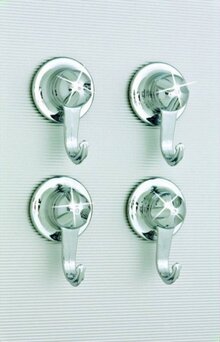 Everloc Set van 4 kleine haken, 5,3 cm met zuignappen