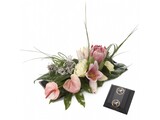 Stijlvol roze arrangement met 4 bonbons