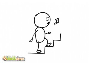 Walldecor Cartoon afbeelding 02 Op de trap.