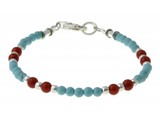 armband bloedkoraal en turquoise