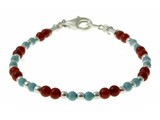 armband bloedkoraal en turquoise