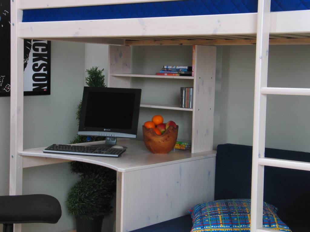 Thuka hoogslaper wit thuka met bank, bureau en kussens ... Stapelbed moderne