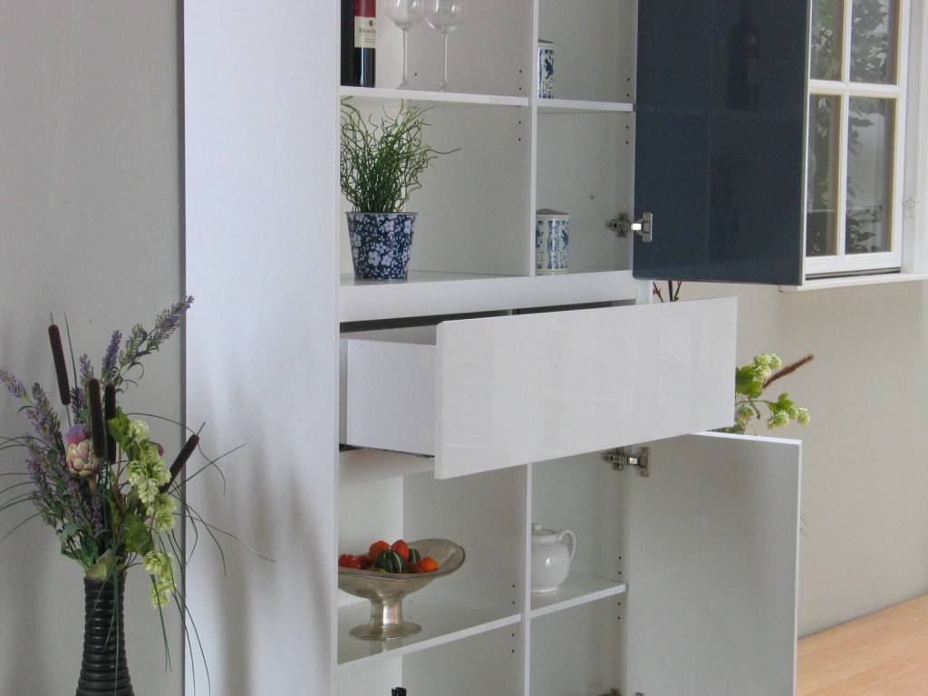 Wandkast uptown 100 cm wit en grijs hoogglans meubeltrefpunt ... Wonen glanzend grijs