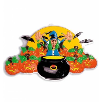 Halloweenaccessoires 3d decoratie heks 91x51 cm