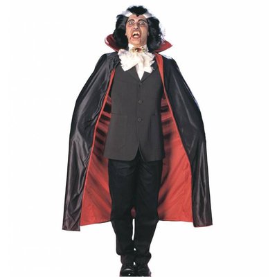 Luxe zwarte halloweencape met rode voering