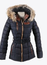 Dames Jas met Bontkraag Blauw REB . Italiaanse maten 40 valt als 36