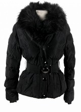 Dames Jas met Bontkraag M602 zwart