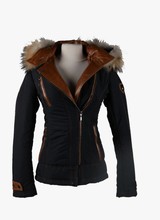 Dames Jas met Bontkraag Blauw Bella. Italiaanse maten 42 valt als 36