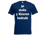 Fruit of the Loom Donker blauw 50 stuks 3 kleuren bedrukt