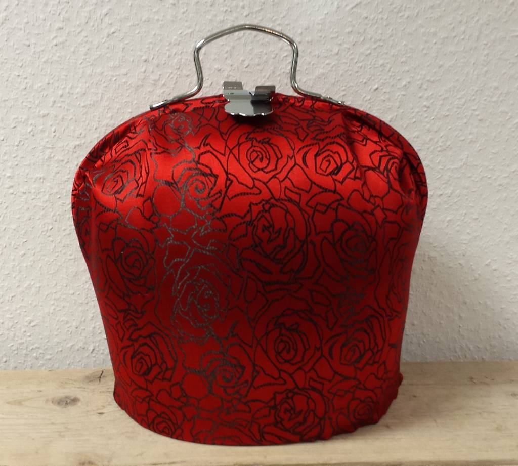 Design teapot varmare (modern design i färgen glänsande röd ros ...