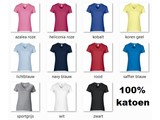 ♣ Fair Trade dames T-shirts met V-hals, korte mouw en ronde hals (slank gesneden)