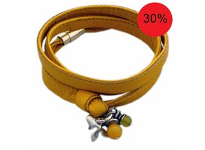 Nonsense Label Yellow 1 | Leren wikkelarmband