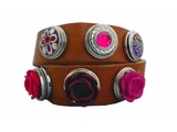 Onlinearmbanden Lichtbruine dubbele leren armband met drukkers