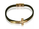 Onlinearmbanden Cross mos groen | Leren armband