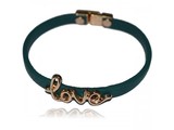 Onlinearmbanden Petrol love | Leren armbandje
