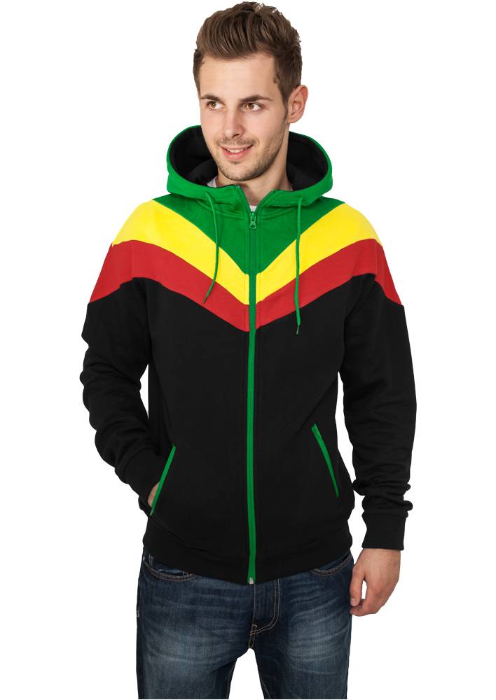 Urban Classics Arrow Sweat Zip Hoody Black/ Rasta - Firsthype.es