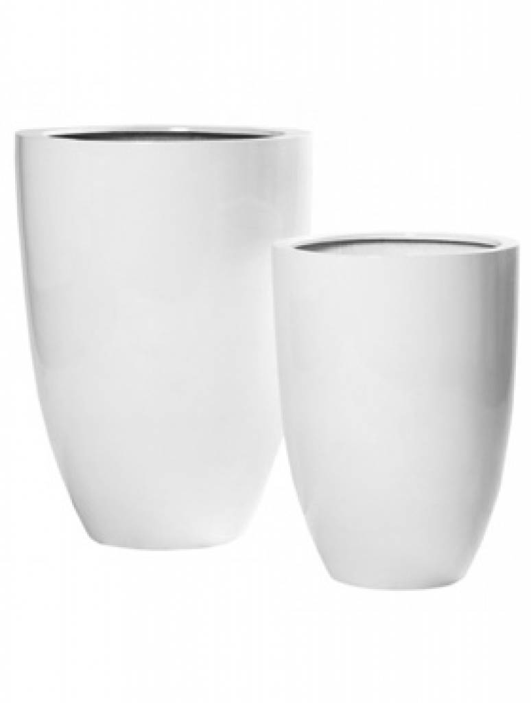 Fiberstone Glossy Ben - Mooie hoogglans bloempotten in stijlvol wit!