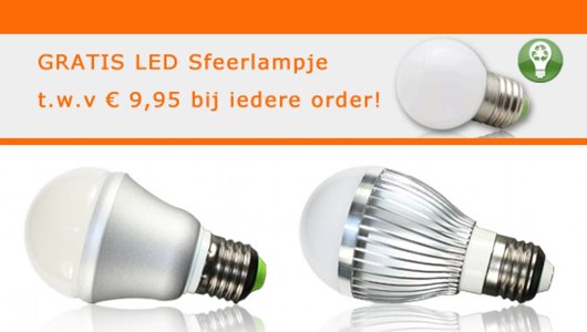 Gratis LED Sfeerlamp bij t.w.v. € 9,95 bij iedere order!