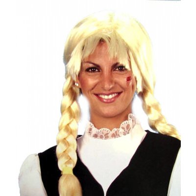 Feestkleding: Blonde pruik met vlechten