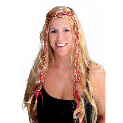 Pruik Lisette met gekleurde dreadlocks