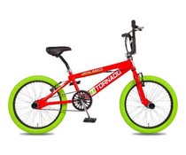 Tornado Bugatti BMX Royal Bugatti Freestyle BMX 20" Rood met groene banden 7+ Tornado Bugatti BMX Royal Bugatti Freestyle BMX 20" Rood met groene banden 7+