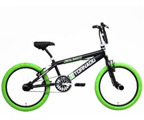 Tornado Bugatti BMX Royal Bugatti Freestyle BMX 20" Mat Zwart groene banden 7+ Tornado Bugatti BMX Royal Bugatti Freestyle BMX 20" Mat Zwart groene banden 7+