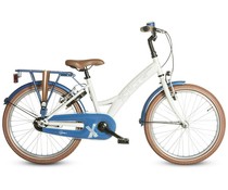 Loekie kinderfietsen Loekie X-plorer 18" meisjesfiets wit met blauw 5+ Loekie kinderfietsen Loekie X-plorer 18" meisjesfiets wit met blauw 5+