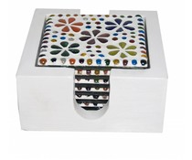 Onderzetters mozaiek multicolor bloemetjes Onderzetters mozaiek multicolor bloemetjes