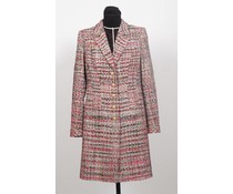 Lange tweed blazer rood/zwart Lange tweed blazer rood/zwart