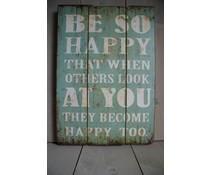 Houten Tekstbord Be So Happy Houten Tekstbord Be So Happy