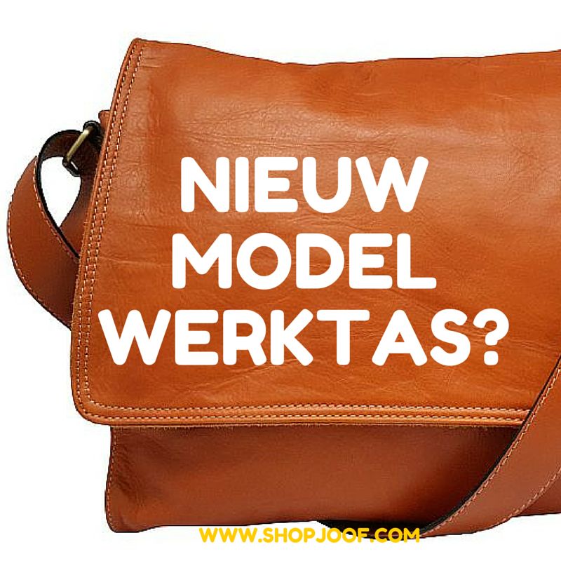 Nieuw model leren schoudertas / laptoptas met veel vakken en ritsen.