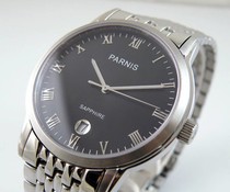 Parnis 37mm Classic romeinse cijfers zwart met RVS band Parnis 37mm Classic romeinse cijfers zwart met RVS band