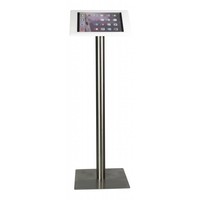 iPad floorstand for iPad Pro 12.9; Fino white acrylic holder lock included and pedestal of stainless steel