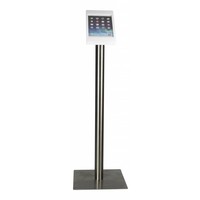 iPad floorstand for iPad Pro 12.9; Fino white acrylic holder lock included and pedestal of stainless steel