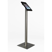 iPad mini floor stand Fino black / stainless steel, with luxury acrylic tablet casing.